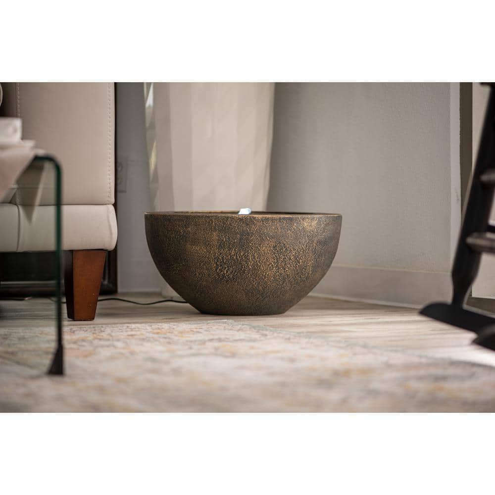 19.8" Bronze Polyresin Round Sphere Water Fountain with LED Light