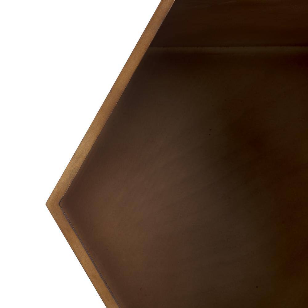 Rafaela 20" Walnut and Black Hexagon Storage Accent Table