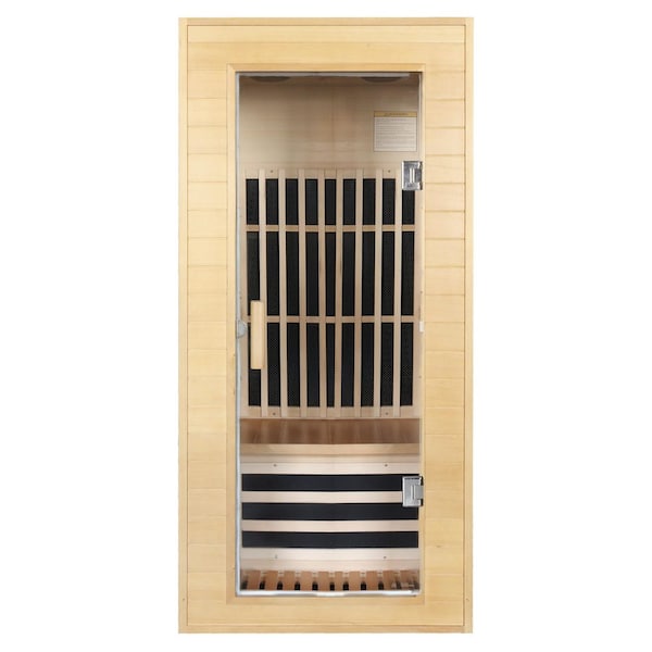 Unbranded Far Infrared Natural Wood 1-Person Single Sauna Room Dual Audio Bluetooth