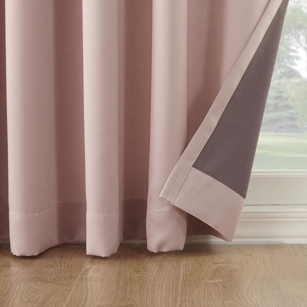 Dusty Pink Polyester Room Darkening Grommet Drapes