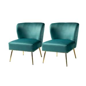 Basilio Blue Accent Chair with Nailhead Trim (Set of 2)