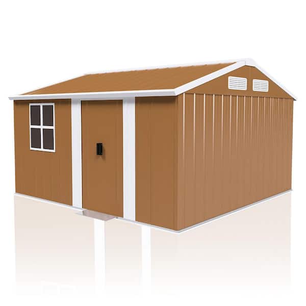 12ft. W x 10 ft. D Heavy-Duty Metal Garden Storage Shed with Windows, Lockable Door and Ventilation (120 sq. ft. )