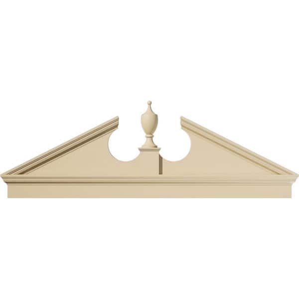 Ekena Millwork 72 in. W x 24-7/8 in. H x 2-3/4 in. P Pitch 6/12 Acorn Signature Urethane Combination Pediment Acorn Ships Unattached in