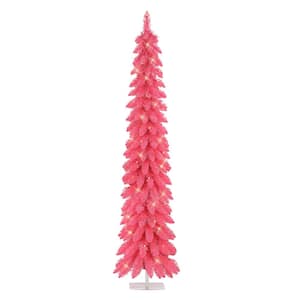 6 ft. Pink Pre-Lit Alpine Artificial Christmas Tree with 100 Clear Incandescent Lights