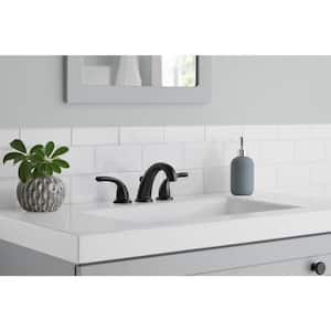 Builders 8 in. Widespread Double-Handle Bathroom Faucet in Matte Black