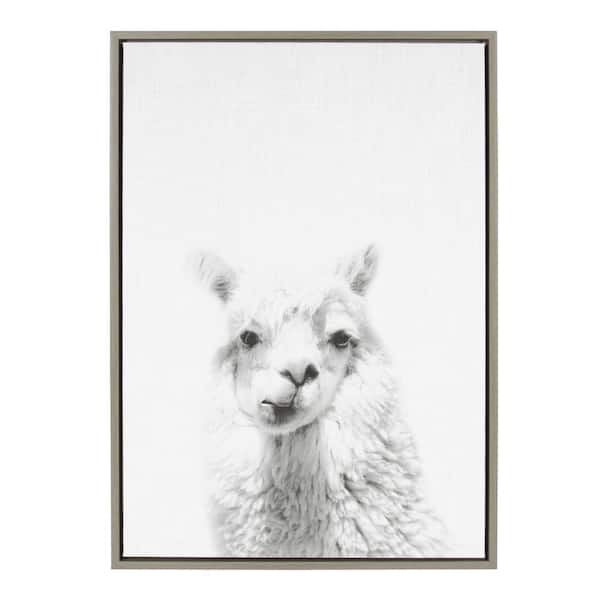 Kate and Laurel 33 in. x 23 in. "Alpaca Portrait" by Tai Prints Framed Canvas Wall Art