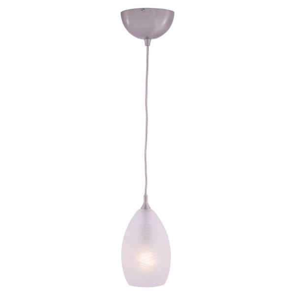 VAXCEL Milano 1-Light Satin Nickel Mini Pendant Ceiling Light White Glass