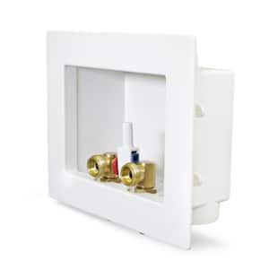 1/2 in. F1807 PEX Brass Valve Fittings in White ABS Plastic washing Machine Dual Outlet Box