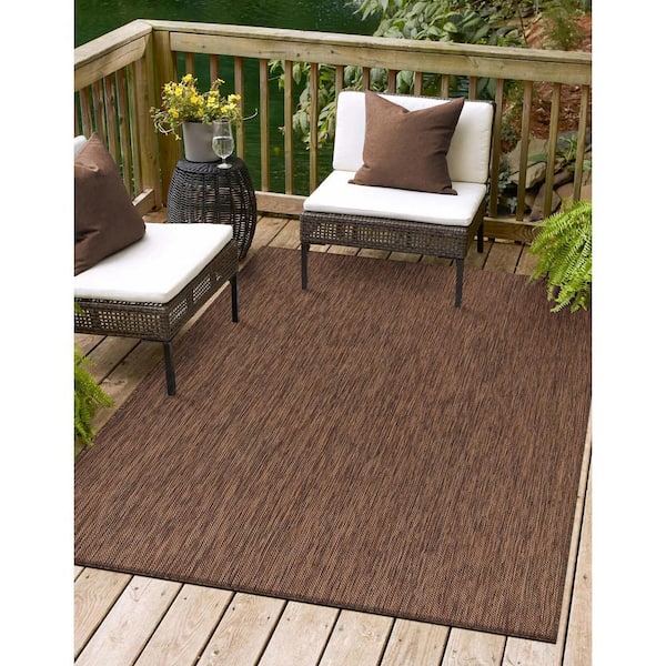 Gold 10 ft. x 14 ft. Aloha Washable Indoor Outdoor Area Rug