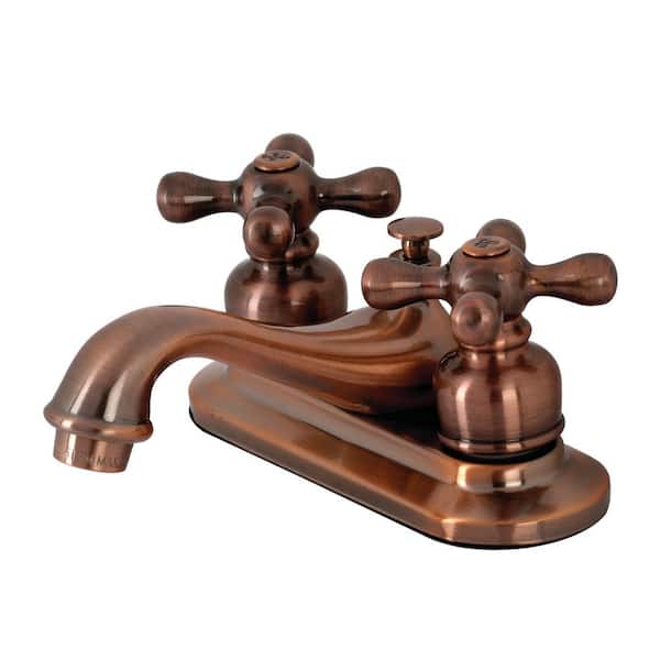Kingston Brass Restoration 4 In Centerset 2 Handle Bathroom Faucet In Antique Copper Hkb606ax The Home Depot
