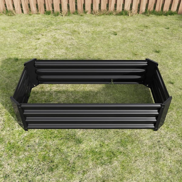 Unbranded - 47 in. L x 24 in. W x 12 in. H Black Outdoor Metal Raised Garden Bed, Planter Box for Vegetables, Flowers, Herbs, Plants