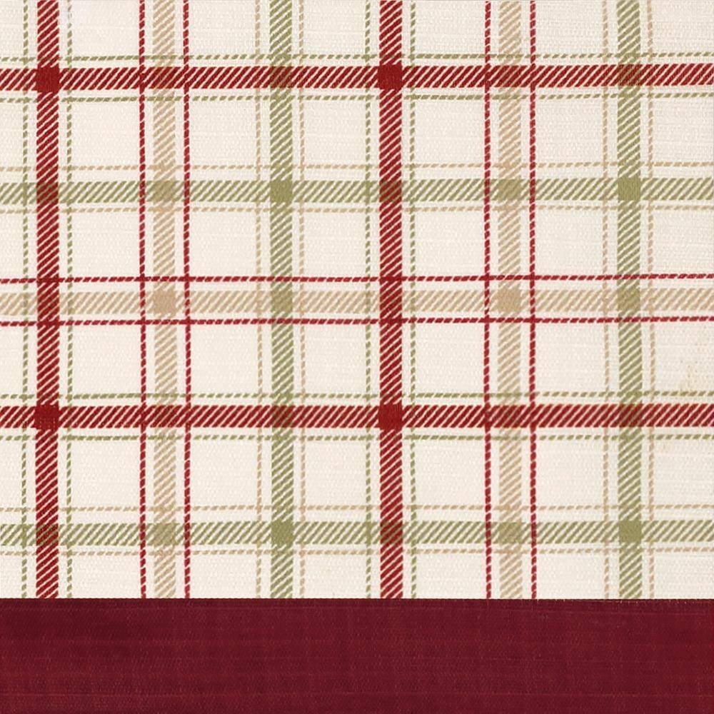 Burgundy Plaid Polyester Tab Top Light-Filtering Drapes