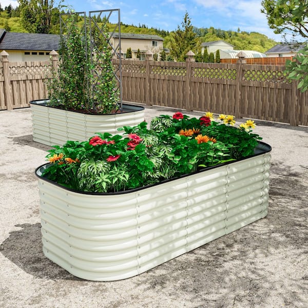 Light Green Galvanized Steel Raised Garden Bed 9-in-1 Planter Box Outdoor, 72 in. L x 36 in. W x 24 in. H