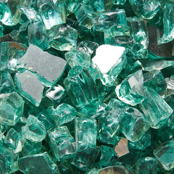 HeatPro 10 lb. Bag Reflective Tempered Glass Fire Pit Crystal Rocks in Green