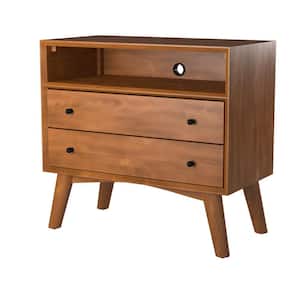 Flynn 2-Drawer Acorn Brown Large Nightstand (26 in. H x 28 in. W x 15 in. D)