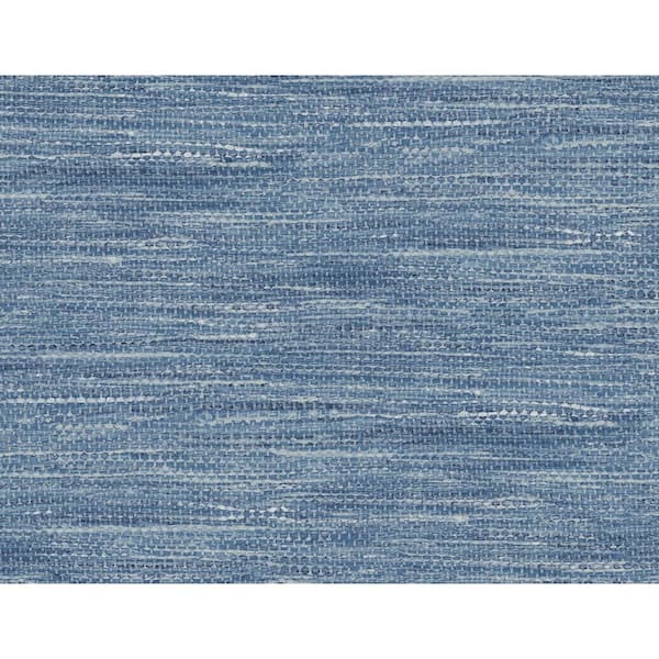 60.75 sq. ft. Denim Blue Weave Unpasted Paper Wallpaper Roll