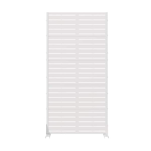 60 in. x 30 in. White Metal Decorative Privacy Screen Garden Fence Louvered Wall Decor Lattice Panel
