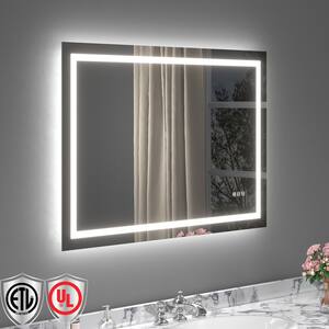 48 in. W x 32 in. H Rectangular Frameless Anti-Fog LED Light Wall Bathroom Vanity Mirror with Backlit and Front Light