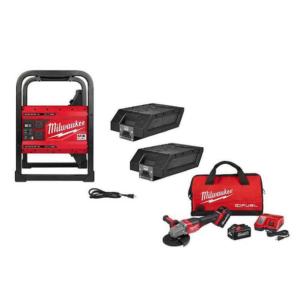 Milwaukee MX FUEL 3600W/1800W Lithium-Ion Battery Powered Portable Power Station w/M18 FUEL 4-1/2 -6 in. Grinder Combo Kit(2-Tool)
