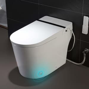 Elongated ADA Smart Bidet Toilet 1.0/1.6 GPF in White with Auto Open/Close/Flush,Foot Sensor and Heated Seat