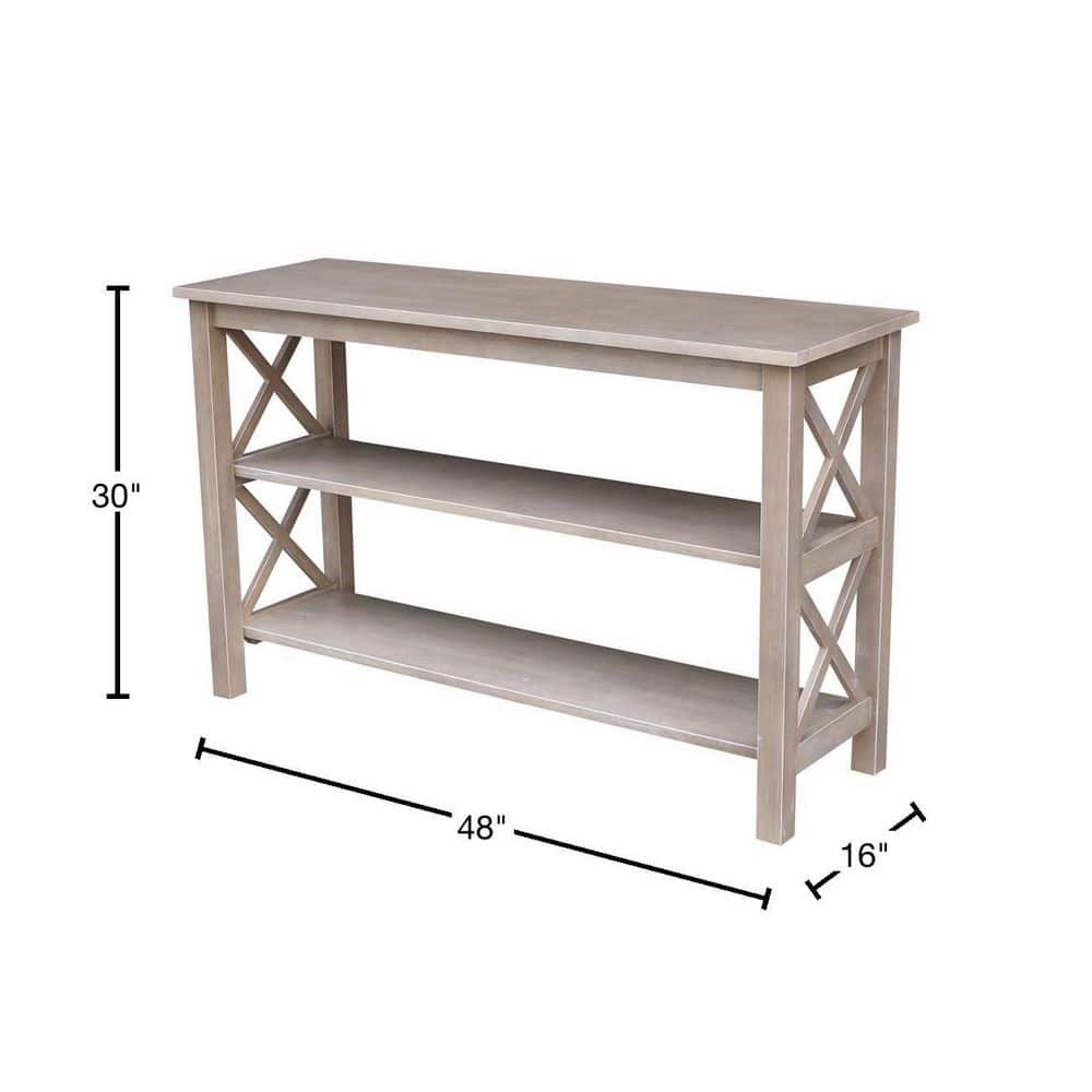 Transitional Hampton 48" Washed Gray Taupe Wood Console Table with Storage