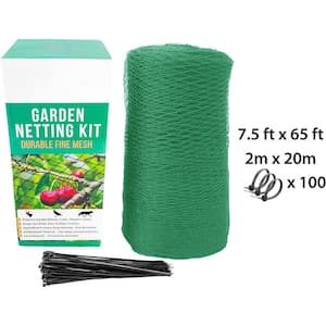7.5 ft. x 65 ft. Plant Protection from Birds Deer Animals Heavy-Duty Green Woven Netting and Zippered Reusable Kit