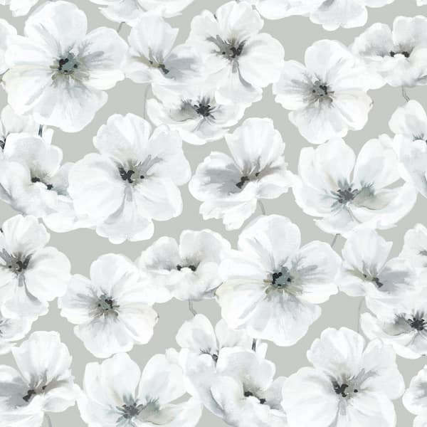 RoomMates 28.29 sq. ft. Tamara Day Hawthorn Blossom Gray Peel and Stick Wallpaper