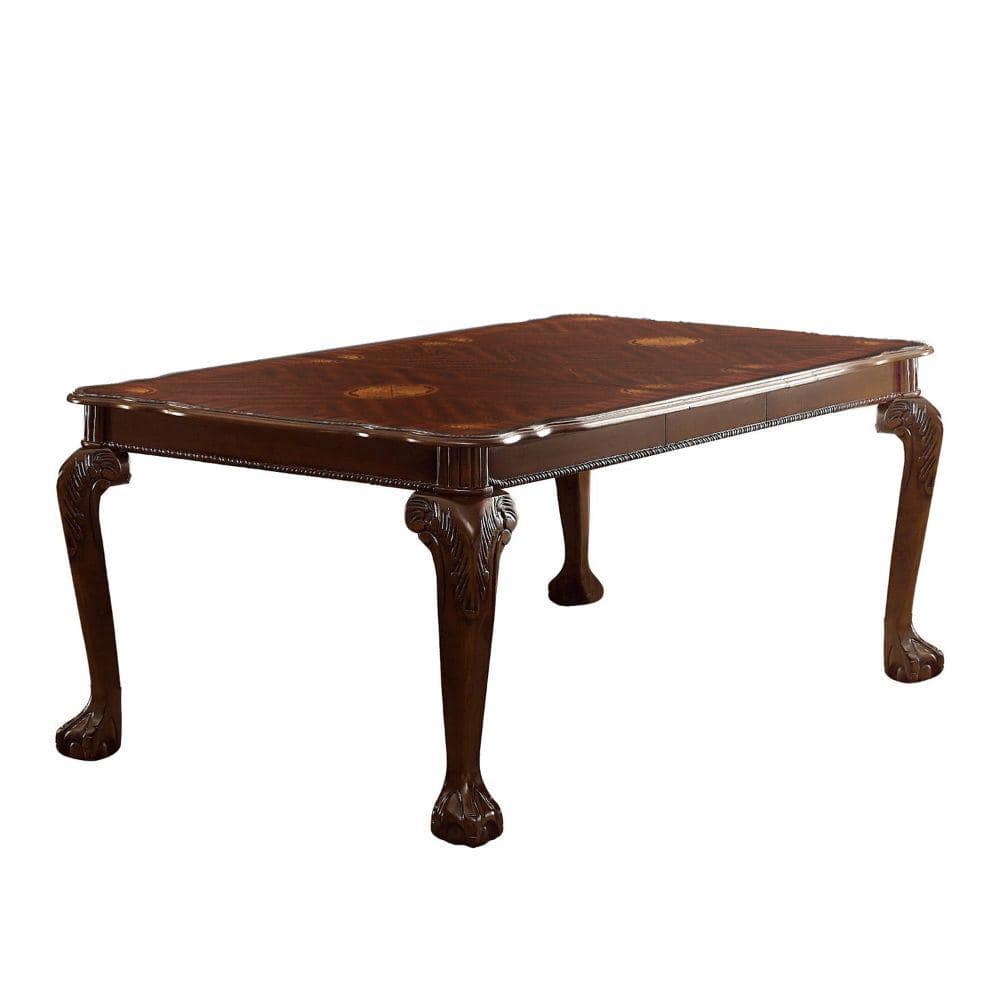 Benjara Dark Brown Wood Base 4 Legs Base Extendable Leaf Dining Table ...