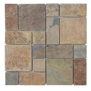 Rust Block Medley Multi-Color 11.75 in. x 11.75 in. Slate Wall and Floor Mosaic Tile (9.587 sq. ft./Case)