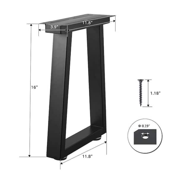 Angel Sar 11.8 in. L x 16 in. H Black Metal Trapezoid-Shape Table