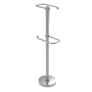 Free Standing Two Roll Toilet Paper Holder Stand in Satin Nickel