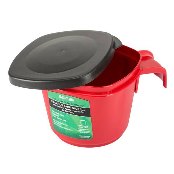 Shur-Line Seal and Save 1 qt. Red Paint Container Pail with Handle and Lid