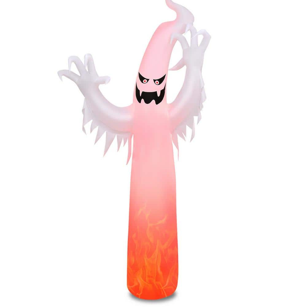 Gymax 12 ft. Inflatable Halloween Ghost Blow Up Decoration with Built-in Flame Light