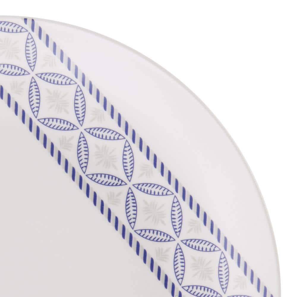 Preslie White and Blue Porcelain 18-Piece Dinnerware Set