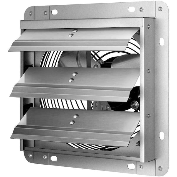 Amucolo 1000 CFM 14 in. Silver Aluminum High Speed Gable Mount Shutter Exhaust Fan