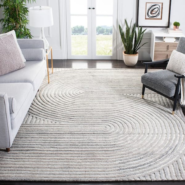 Southampton 10 ft. x 10 ft. Beige Meander Striped Square Area Rug