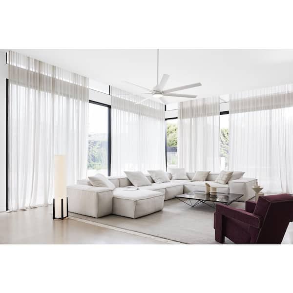 Atlanta 72 in. Indoor/Outdoor White Ceiling Fan with White Blades LED Light Kit and Remote Control Included