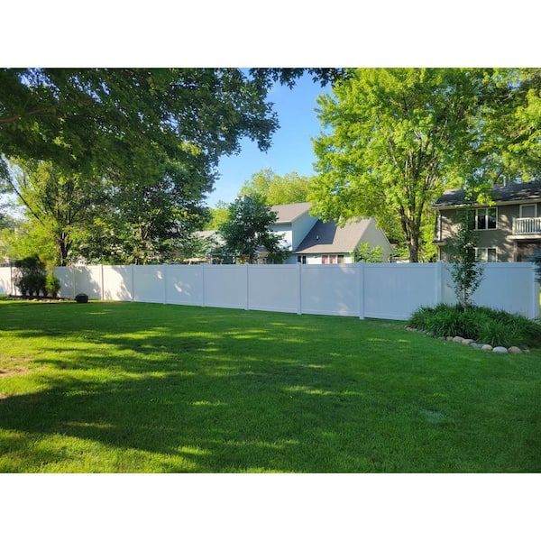 Weatherables Savannah 72 in. x 212 ft. White Vinyl Privacy Fence Project Pack