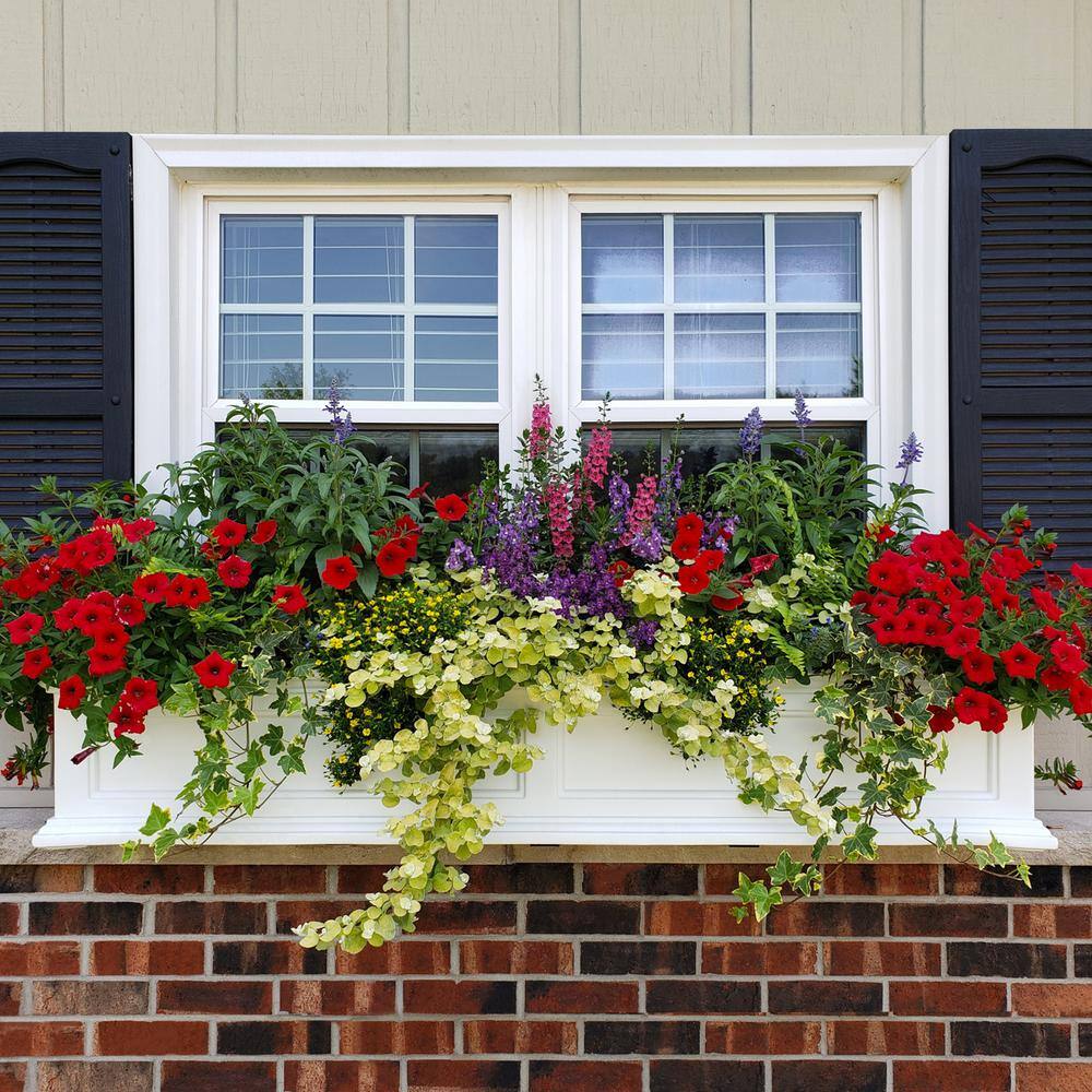 Fairfield White Polyethylene Self-Watering Window Box Planter