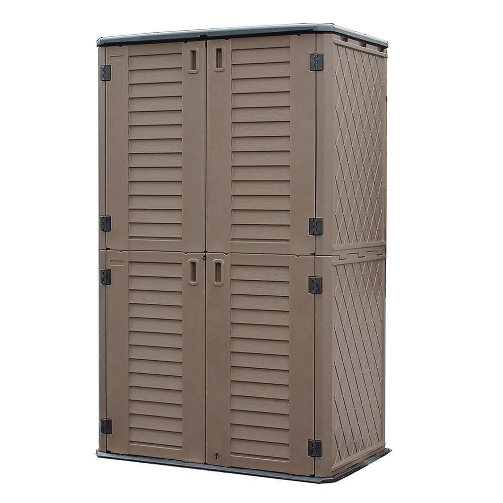 WELLFOR 50 in. W x 29 in. D x 82 in. H Coffee HDPE Outdoor Storage ...