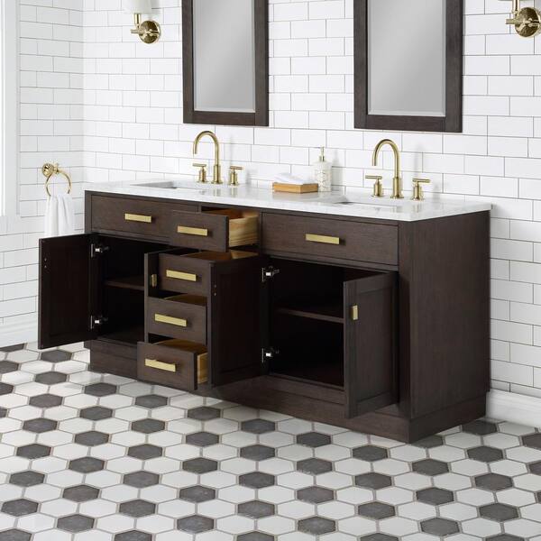 Water Creation Chestnut 72 in. W x 21.5 in. D Vanity in Brown Oak