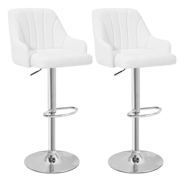 VECELO Swivel Adjustable Bar Stools with Back for Kitchen Counter Padded Counter Height Faux