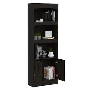 10.40 " in. Wide Dark Brown 3-Shelf Bookcase with Double Door Cabinets