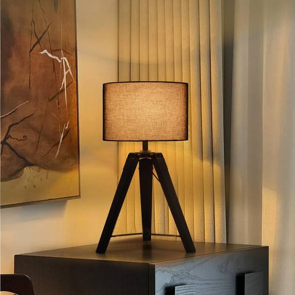 bessten Artemis 18 in. Black Rubber Wood Table Lamp with Linen bessten Artemis 18 in. Black Rubber Wood Table Lamp with Linen