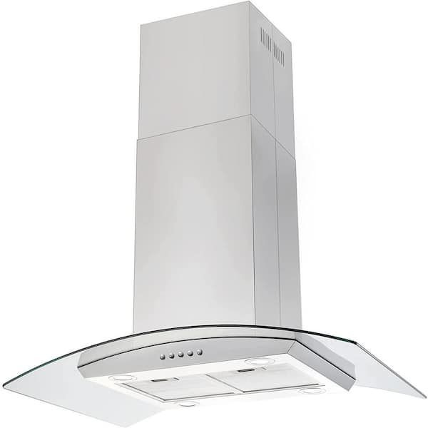 Unbranded 36 in. 900 CFM Ducted Wall Mount with Tempered Glass with LED Light Range Hood in Stainless Steel