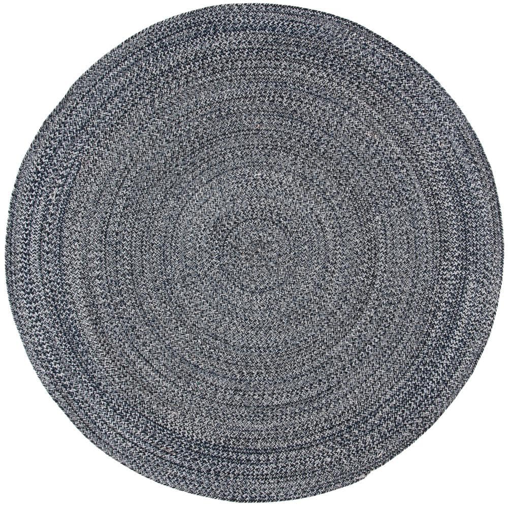 Braided Navy/Ivory 8 ft. x 8 ft. Chevron Striped Round Area Rug price history on PriceWatchPro