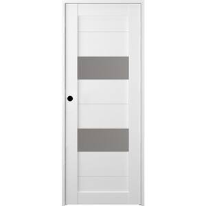 Berta 32" x 95.25" Right-Hand Frosted Glass Bianco Noble Solid Core Wood Composite Single Prehung Interior Door