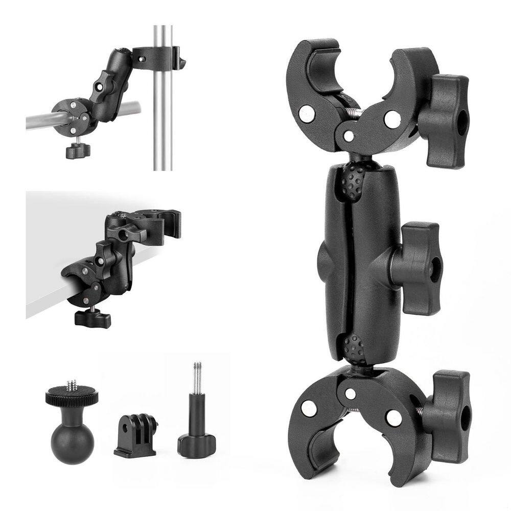 360° Rotatable Dual Clamp Mount, Camera & Pole Bracket, Umbrella Holder, Black, Aluminum Plastic, 0.6-2.4 in. price history on PriceWatchPro
