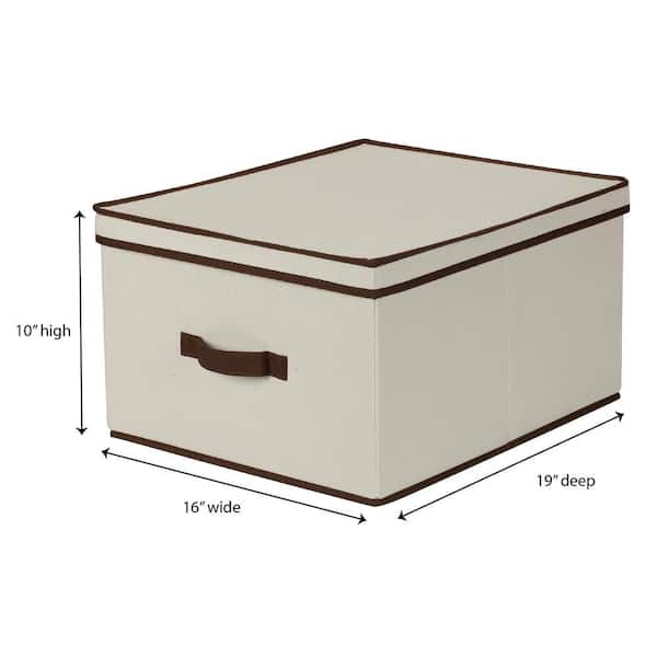 Large Off White Foldable Canvas Storage Folding Box Fabric Cube 4 Piece Set 