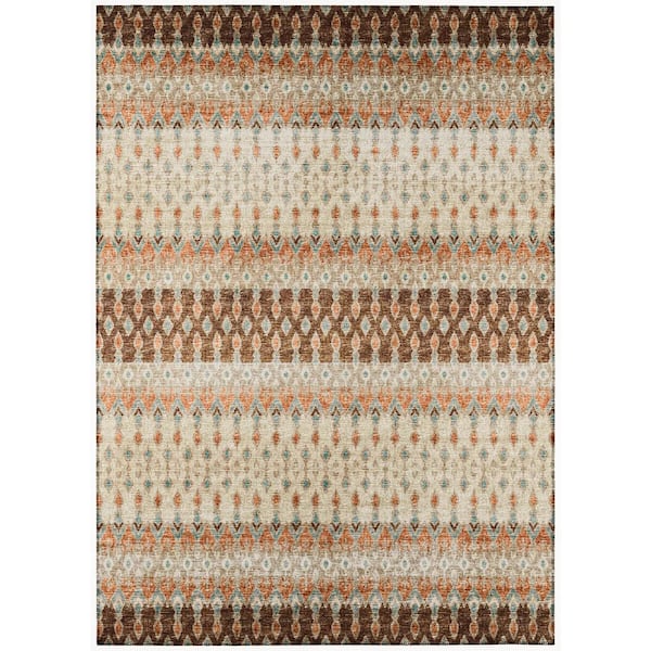 Addison Rugs Bravado Brown 3 ft. x 5 ft. Geometric Indoor/Outdoor Washable Area Rug